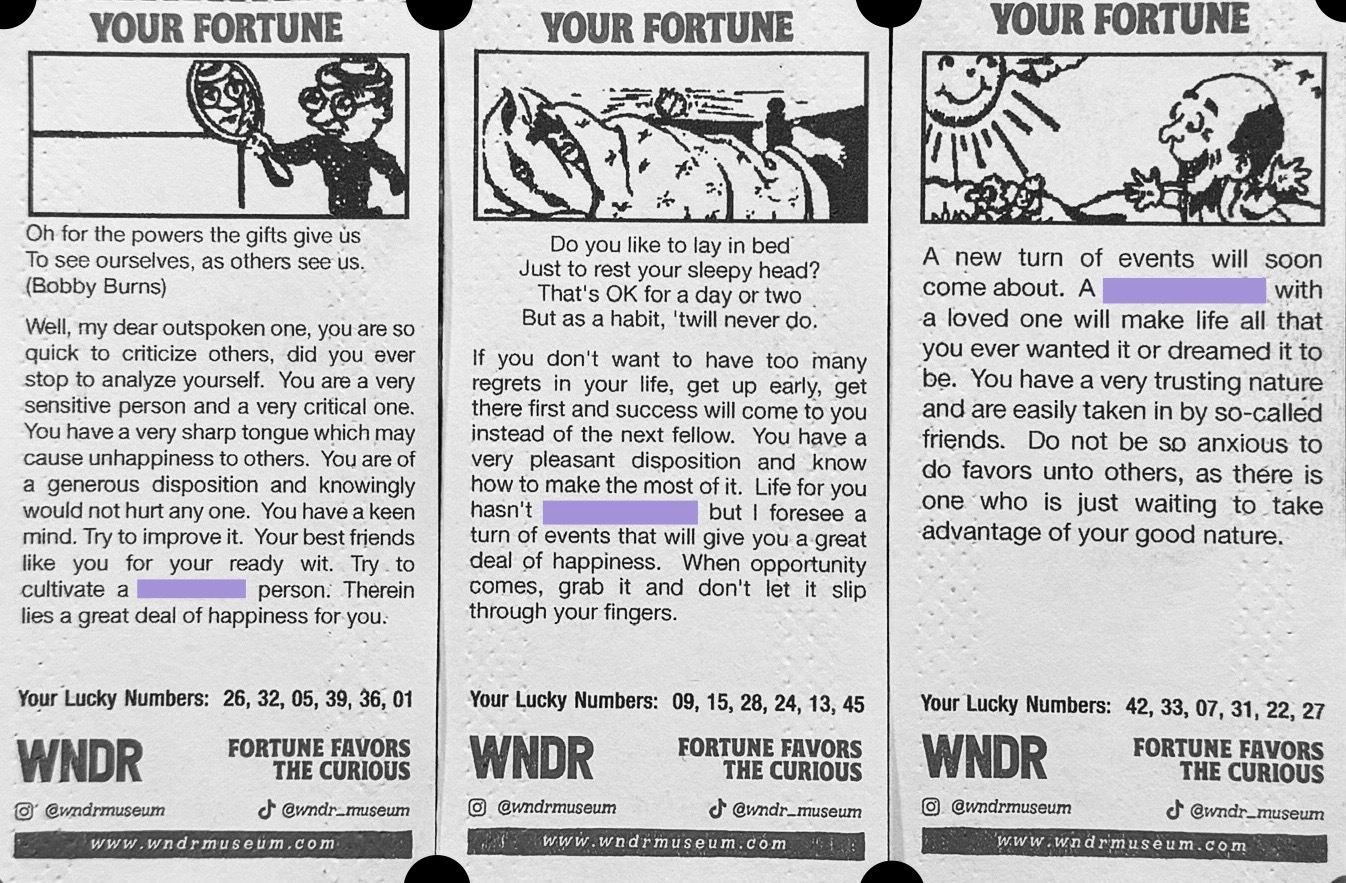 Three printed fortunes